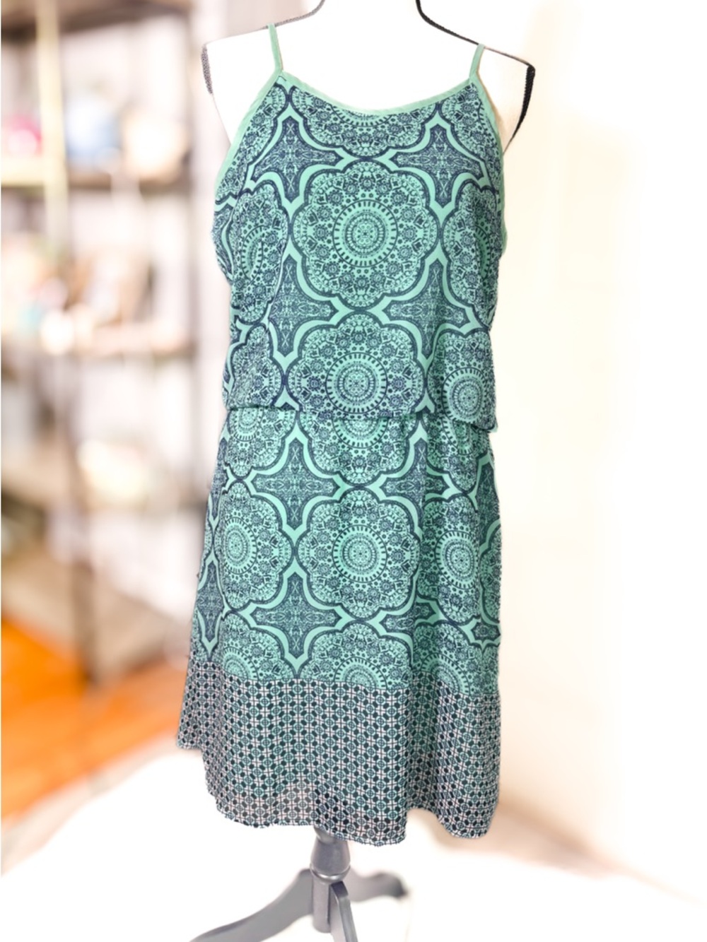 Pixley Teal and Navy Printed Boho medallion spring summer vacation resort